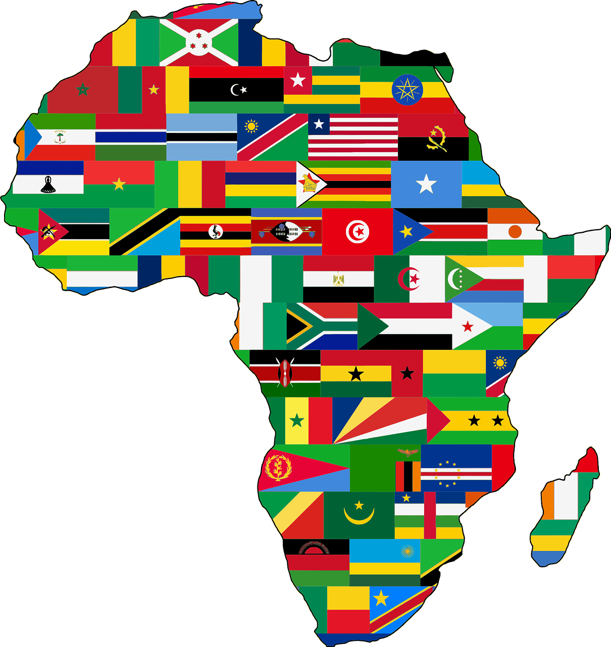africa, flags, countries